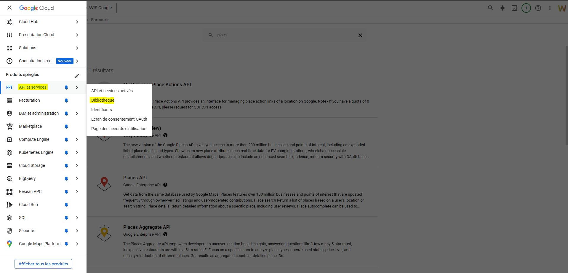 ajout bibliothèque google cloud console