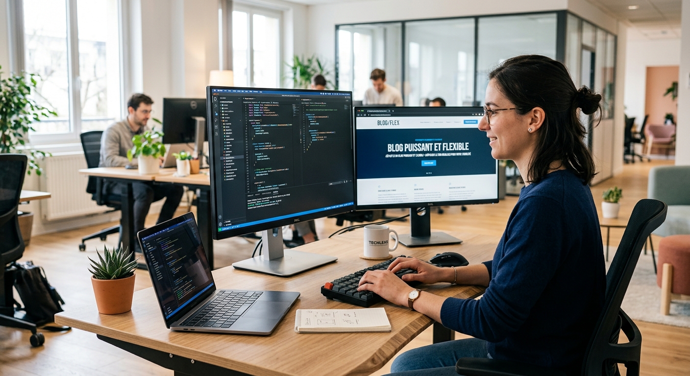 Un développeur travaillant sur une interface front-end moderne