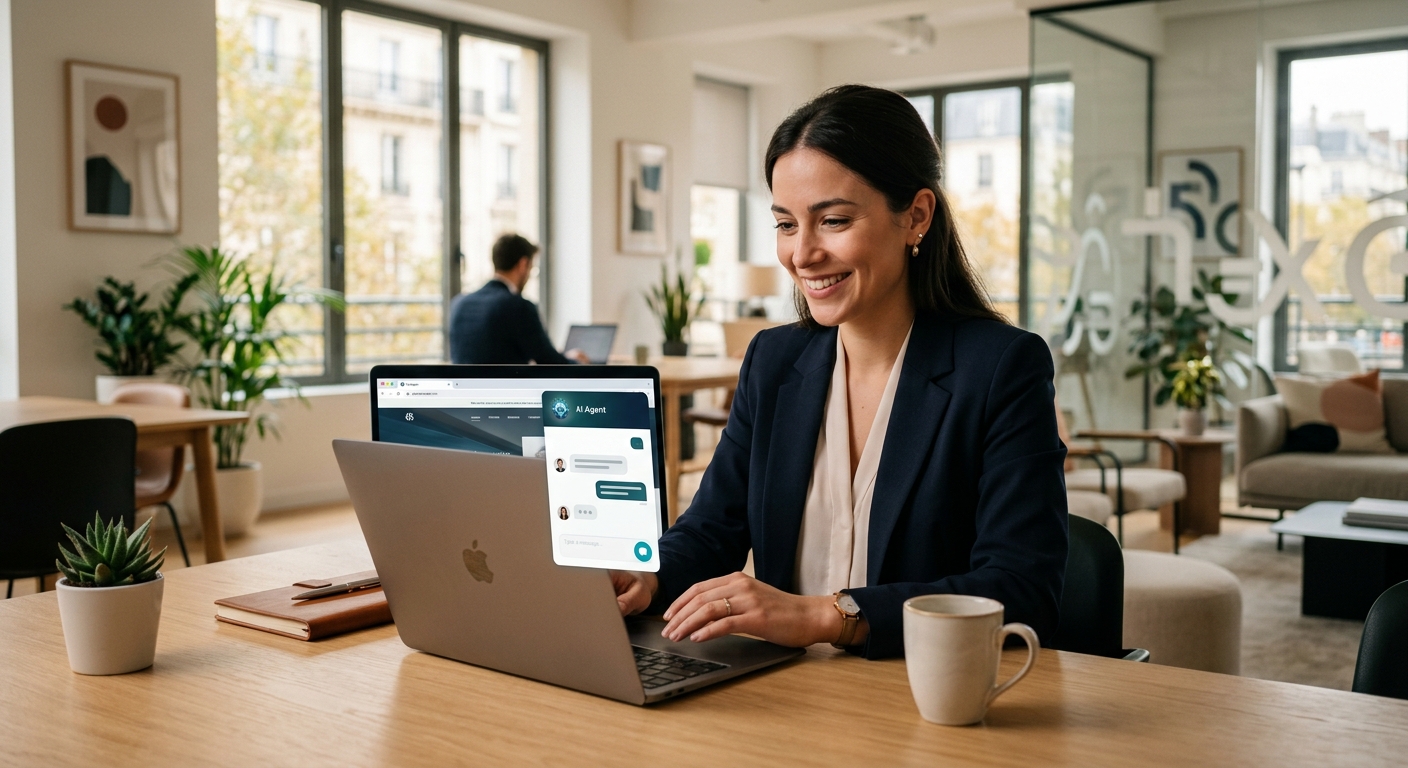 Interface moderne d'un agent IA intégré à un site d'entreprise