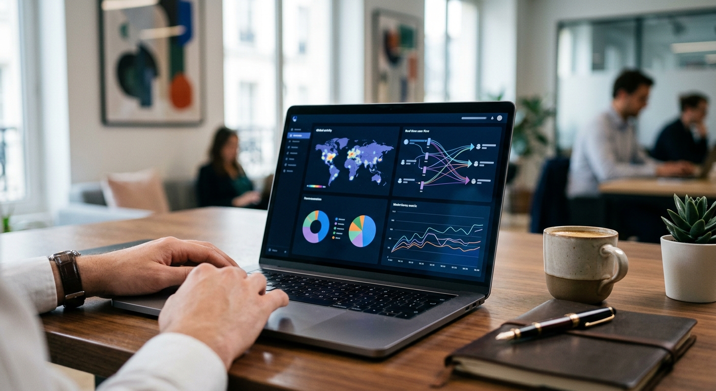 Graphiques de statistiques d'audience sur écran informatique