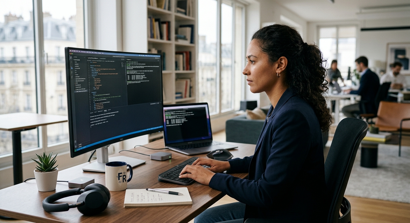 Développeur configurant un assistant IA sur un espace de travail
