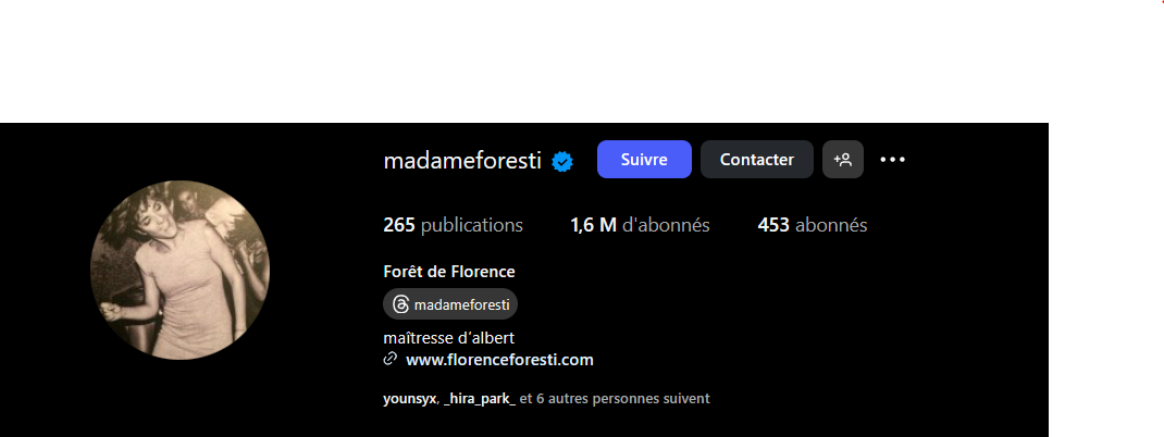 Image de la bio instagram de flroence foresti - humouriste