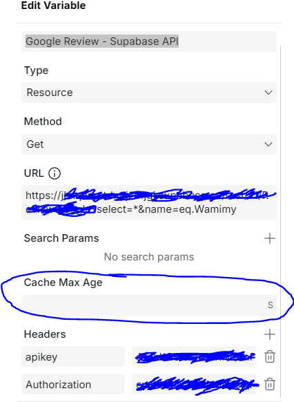 Mise en cache dans webstudio des API