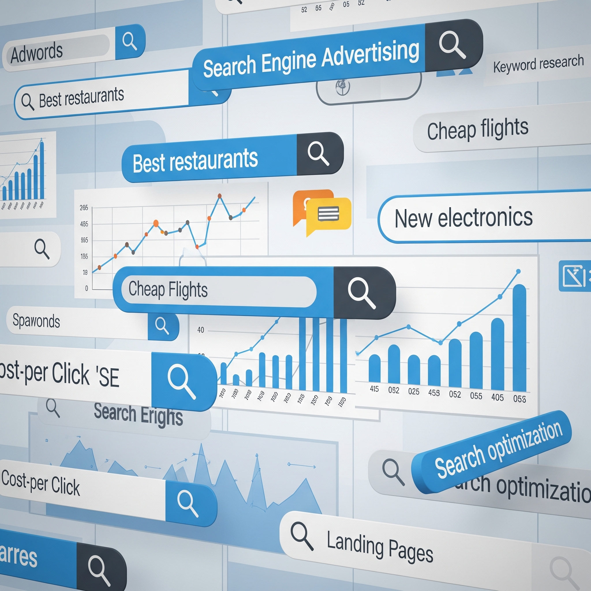 Illustration représentant le SEA (google ads ou meta ads ou autres)