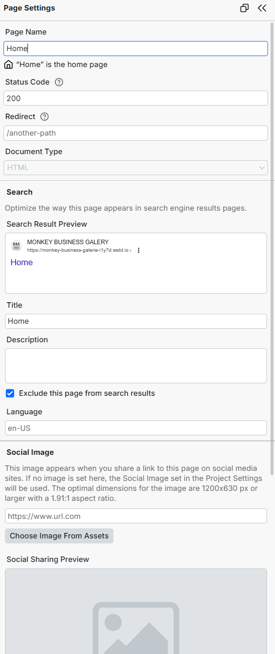 Barre latérale SEO de webstudio